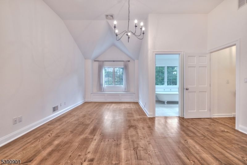 Chandelier, Empty room, Interior, Pendant Lights, Wood Texture Flooring