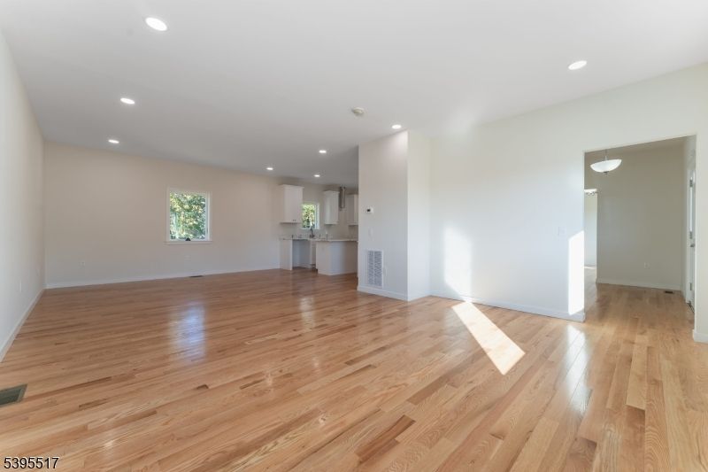 Empty room, Interior, Kitchen, Recessed Lighting, Wood Texture Flooring