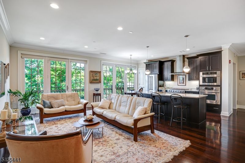 Interior, Kitchen, Living room, Pendant Lights, Recessed Lighting, Stainless Steel Appliances, Wood Texture Flooring