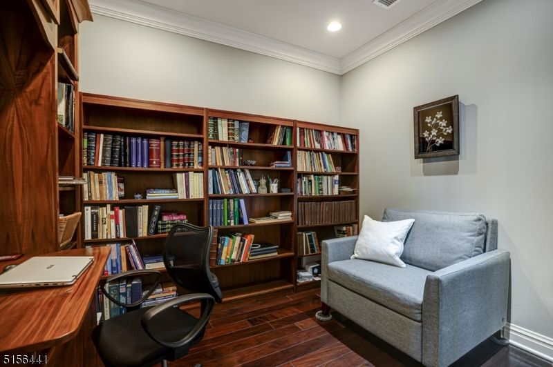 Home Office, Interior, Recessed Lighting, Wood Texture Flooring