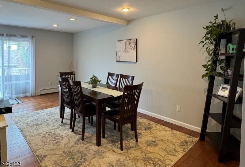 Dining room, Interior, Recessed Lighting, Wood Texture Flooring