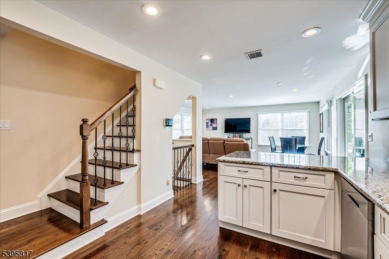 Dining room, Interior, Kitchen, Living room, Recessed Lighting, Wood Texture Flooring