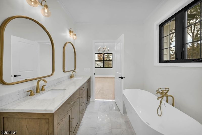 Bathroom, Dual Sink Vanities, Free Standing Baths, Interior, Marble