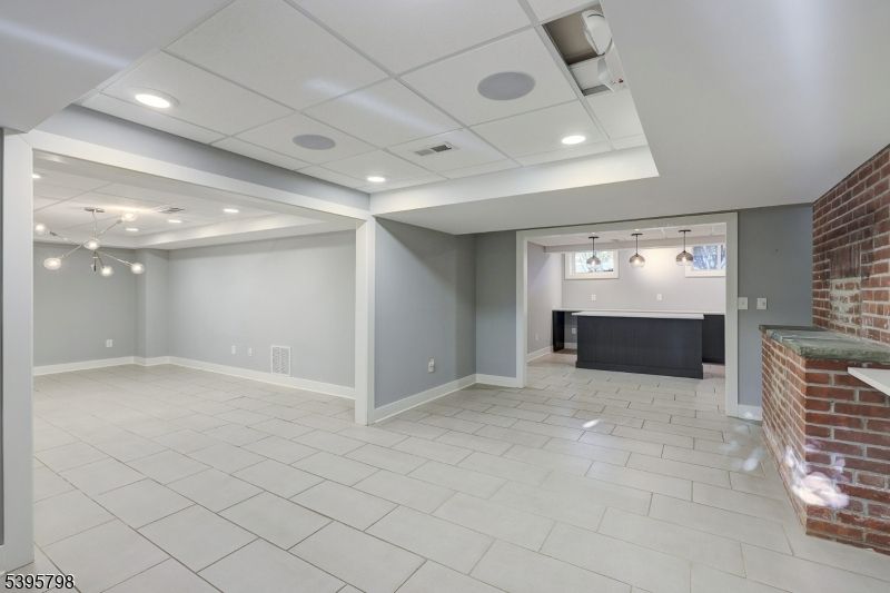 Empty room, Interior, Pendant Lights, Recessed Lighting, Stone Walls