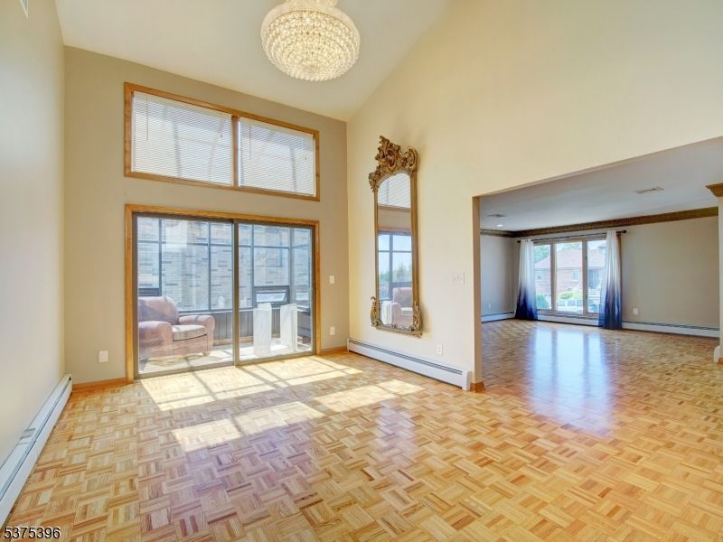 Chandelier, Empty room, Interior, Wood Texture Flooring