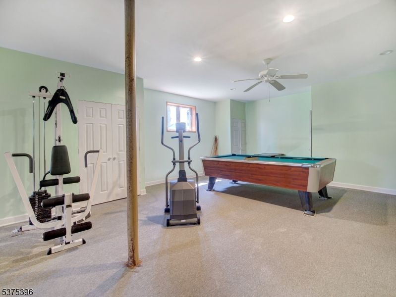 Billiard Table, Fitness Equipment, Game Room, Interior, Recessed Lighting