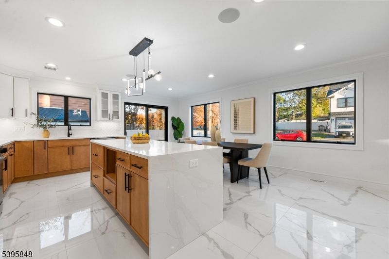 Dining room, Interior, Kitchen, Marble, Pendant Lights, Recessed Lighting, Water