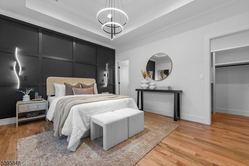 Bedroom, Interior, Pendant Lights, Wood Texture Flooring