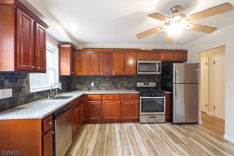Interior, Kitchen, Stainless Steel Appliances, Wood Texture Flooring