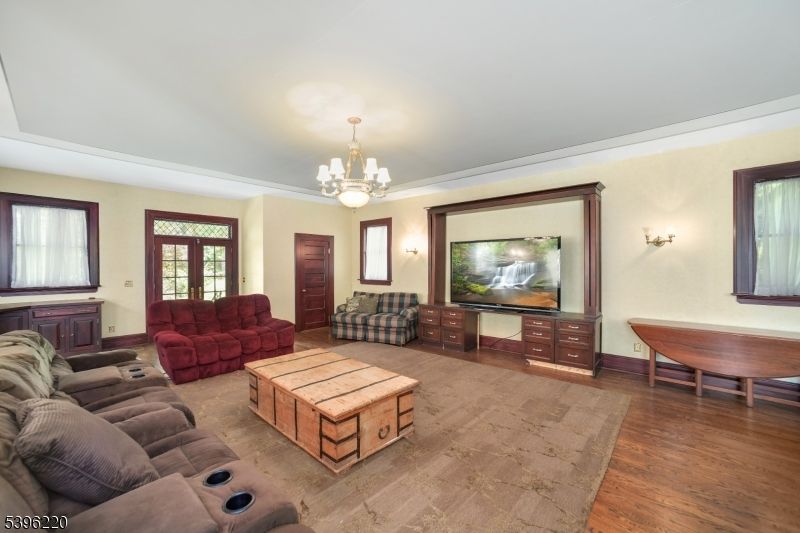 Chandelier, Interior, Living room, Wood Texture Flooring