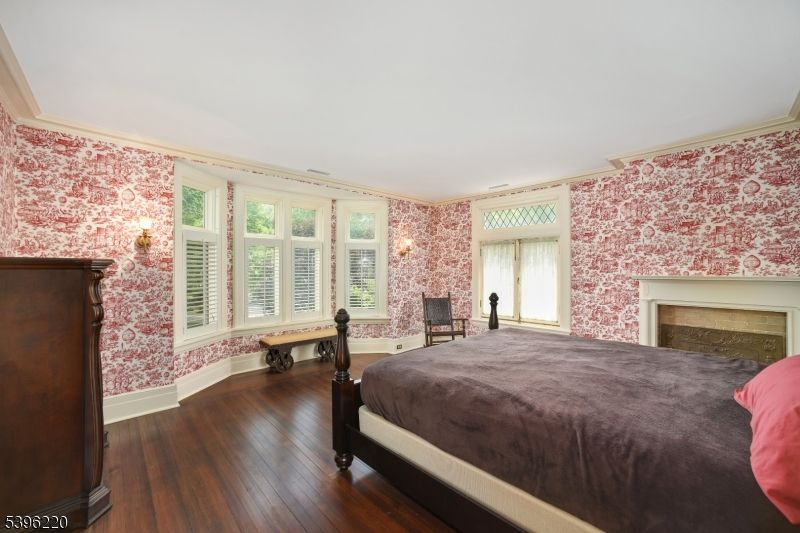 Bedroom, Fireplace, Interior, Wood Texture Flooring