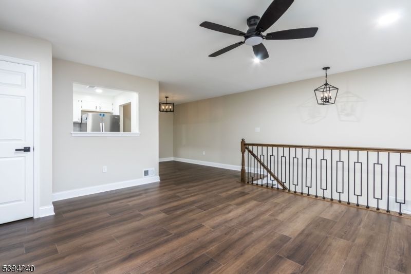 Empty room, Interior, Pendant Lights, Wood Texture Flooring