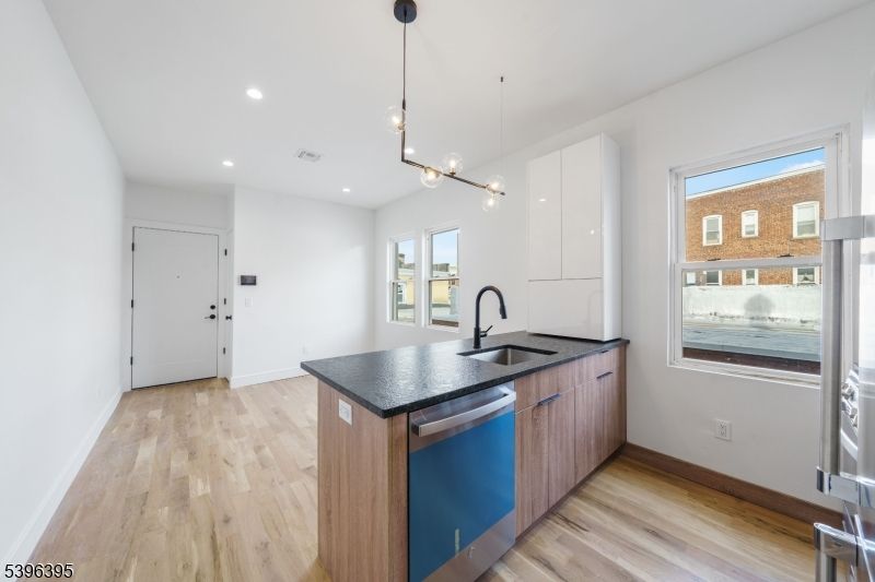 Interior, Kitchen, Pendant Lights, Recessed Lighting, Wood Texture Flooring