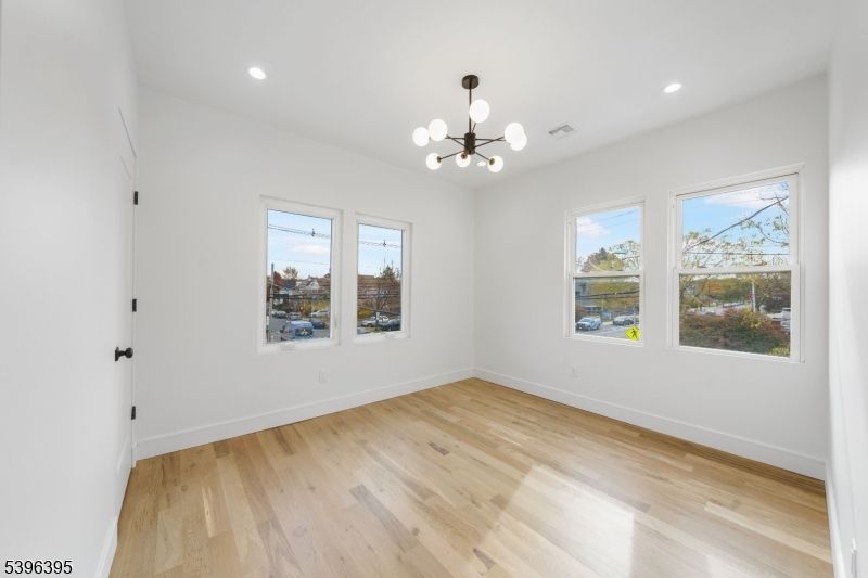 Empty room, Interior, Pendant Lights, Recessed Lighting, Wood Texture Flooring