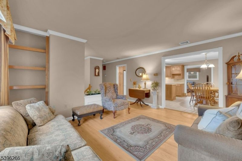 Dining room, Interior, Living room, Pendant Lights, Wood Texture Flooring