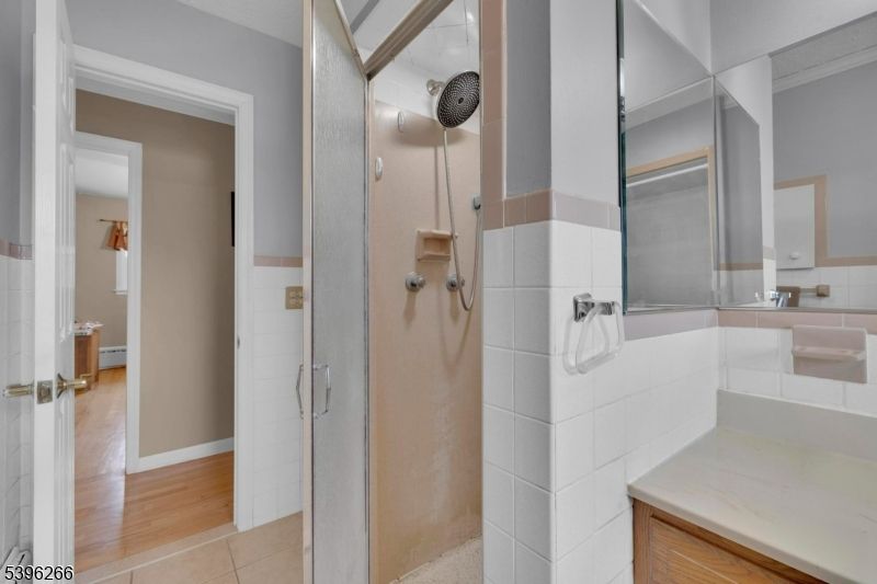 Bathroom, Glass Shower, Interior, Wood Texture Flooring