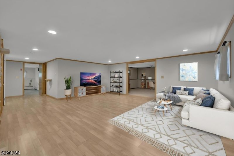 Interior, Living room, Recessed Lighting, Wood Texture Flooring