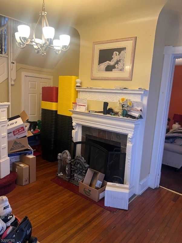 Chandelier, Fireplace, Interior, Wood Texture Flooring