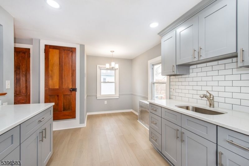 Chandelier, Interior, Kitchen, Recessed Lighting, Wood Texture Flooring