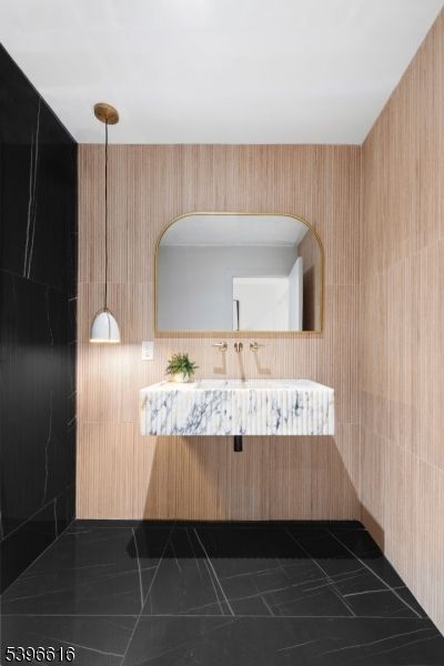Bathroom, Interior, Pendant Lights, Wooden Walls