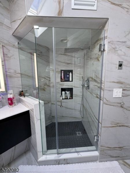 Bathroom, Glass Shower, Interior, Marble Walls
