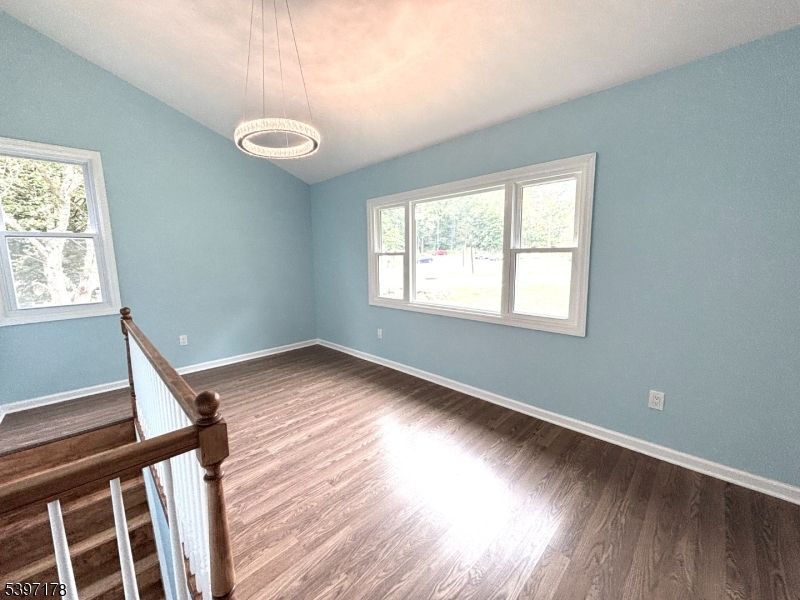 Empty room, Interior, Pendant Lights, Wood Texture Flooring