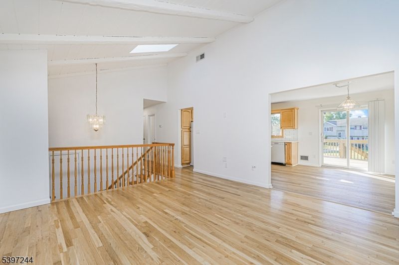 Empty room, Interior, Pendant Lights, Wood Texture Flooring