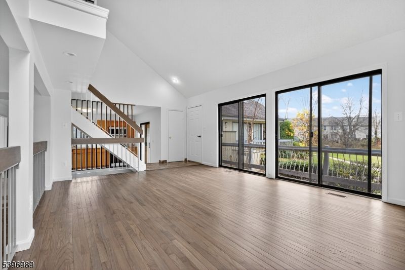 Empty room, Fireplace, Interior, Recessed Lighting, Wood Texture Flooring