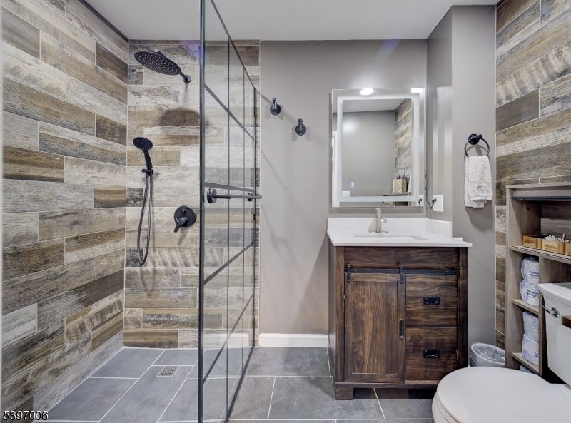 Bathroom, Glass Shower, Interior, Recessed Lighting