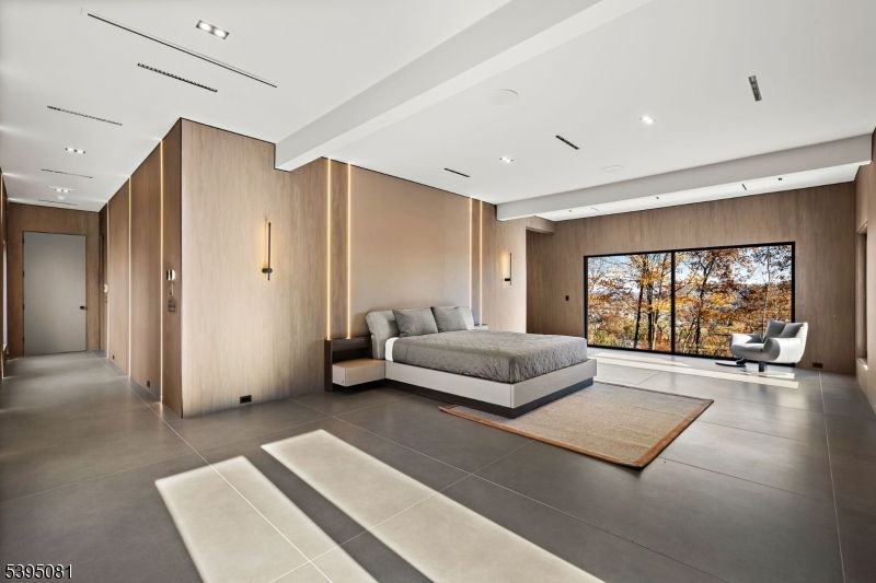 Bedroom, Interior, Recessed Lighting, Wooden Walls