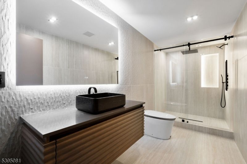 Bathroom, Glass Shower, Interior, Recessed Lighting