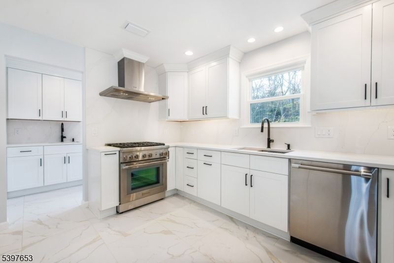 Interior, Kitchen, Marble, Recessed Lighting, Stainless Steel Appliances