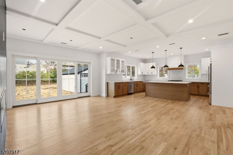 Interior, Kitchen, Pendant Lights, Recessed Lighting, Wood Texture Flooring