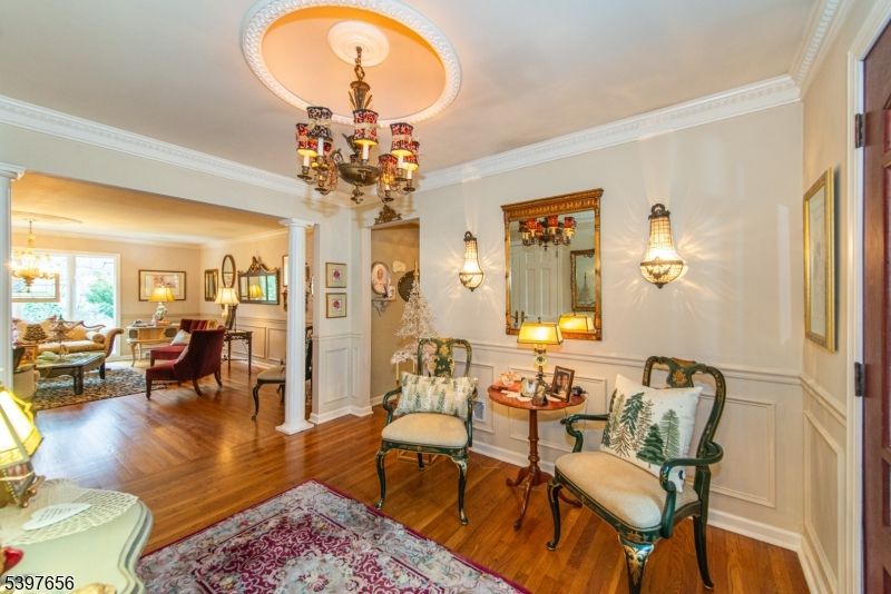 Chandelier, Interior, Living room, Wood Texture Flooring