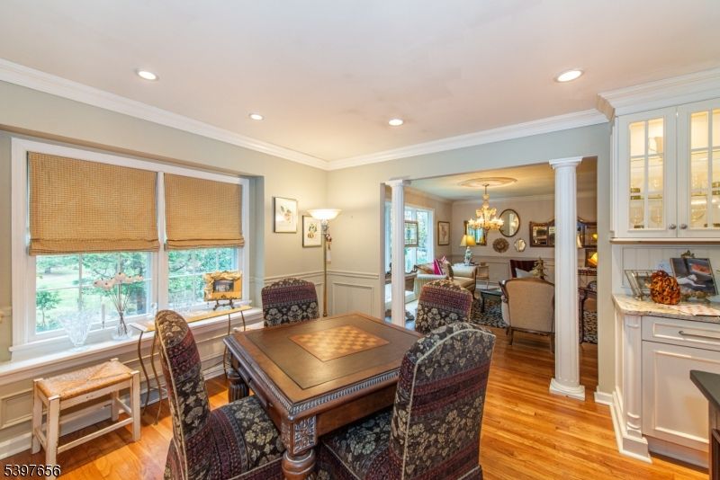 Chandelier, Dining room, Interior, Living room, Recessed Lighting, Wood Texture Flooring