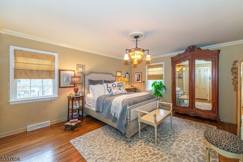 Bedroom, Chandelier, Interior, Wood Texture Flooring