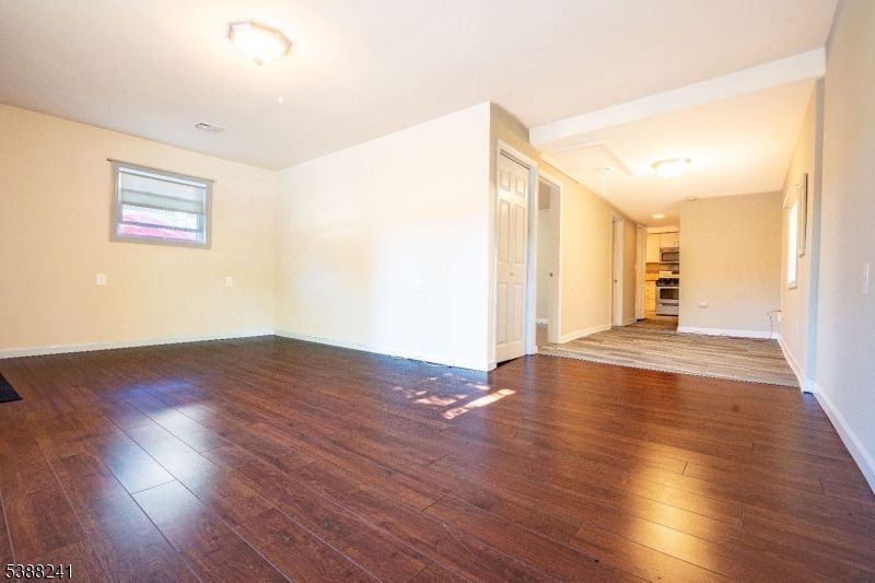 Empty room, Interior, Kitchen, Recessed Lighting, Wood Texture Flooring