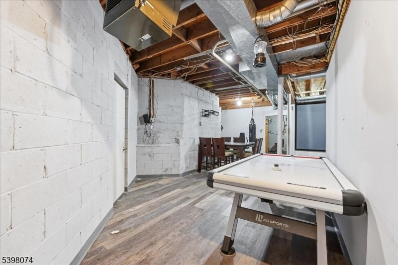 Game Room, Interior, Stone Walls, Wood Texture Flooring