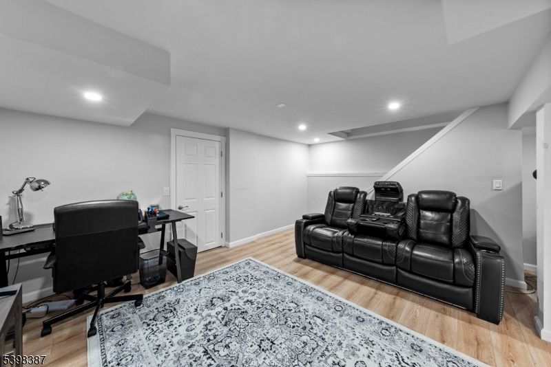 Home Theatre Room, Home Office, Interior, Recessed Lighting, Theatre Room, Wood Texture Flooring