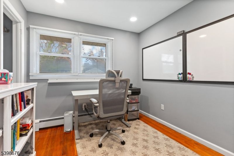 Home Office, Interior, Recessed Lighting, Wood Texture Flooring