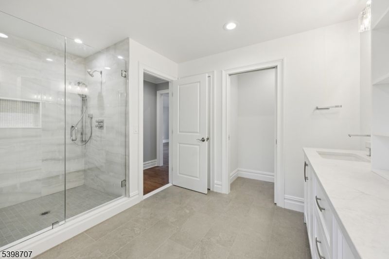 Bathroom, Dual Sink Vanities, Glass Shower, Interior, Recessed Lighting