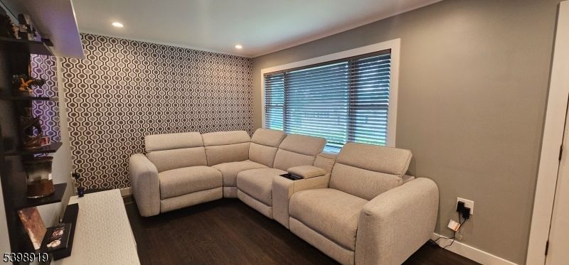 Home Theatre Room, Interior, Living room, Recessed Lighting, Theatre Room, Wood Texture Flooring