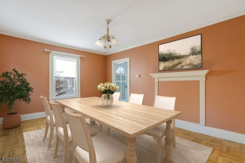Chandelier, Dining room, Interior, Wood Texture Flooring