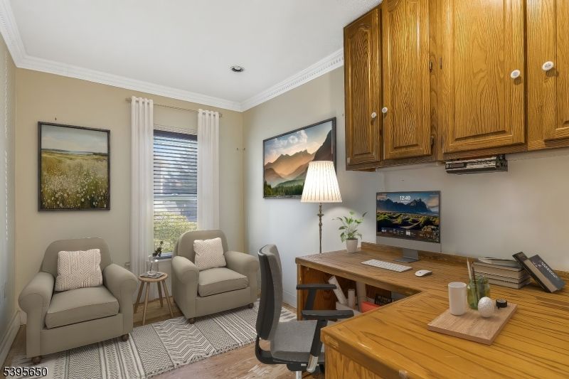 Home Office, Interior, Recessed Lighting, Wood Texture Flooring