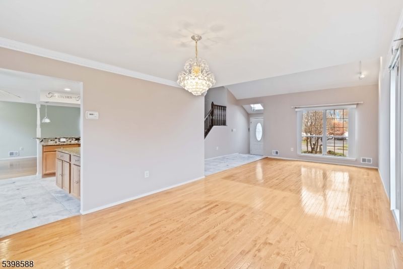 Chandelier, Empty room, Interior, Wood Texture Flooring