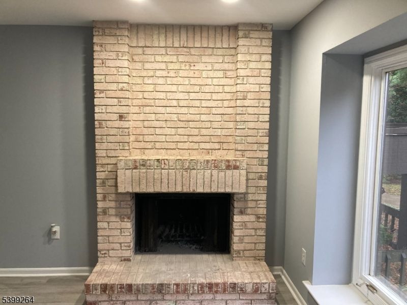 Fireplace, Interior, Recessed Lighting, Stone Walls