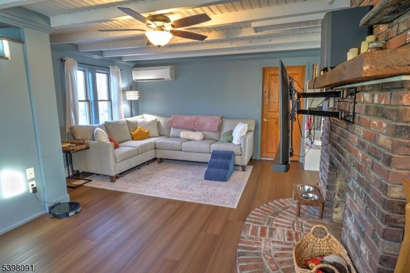 Interior, Living room, Stone Walls, Wood Texture Flooring