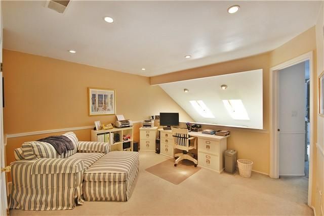 Home Office, Interior, Recessed Lighting, Wooden Beams