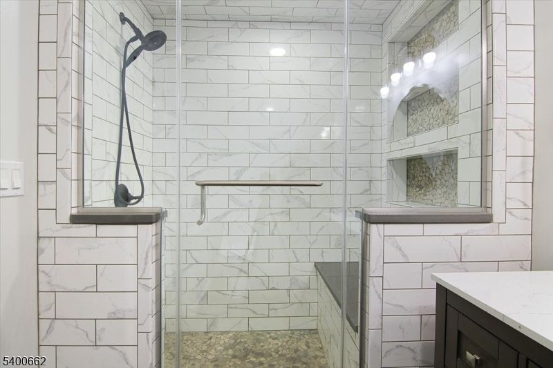 Bathroom, Glass Shower, Interior, Marble Walls