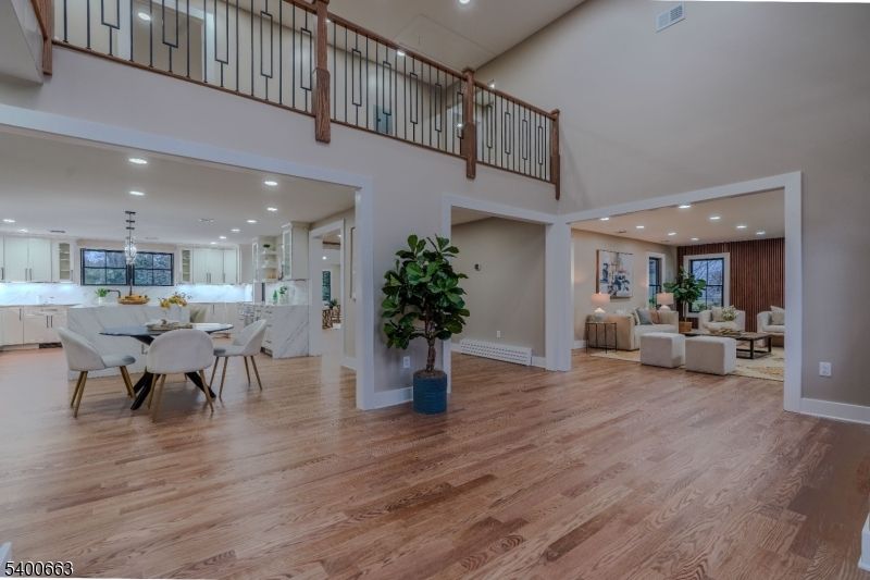 Dining room, Interior, Kitchen, Living room, Pendant Lights, Recessed Lighting, Wood Texture Flooring